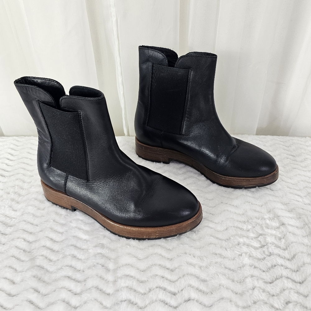 Elisabetta Neri Classic Black Leather Chelsea Boots Size 36
